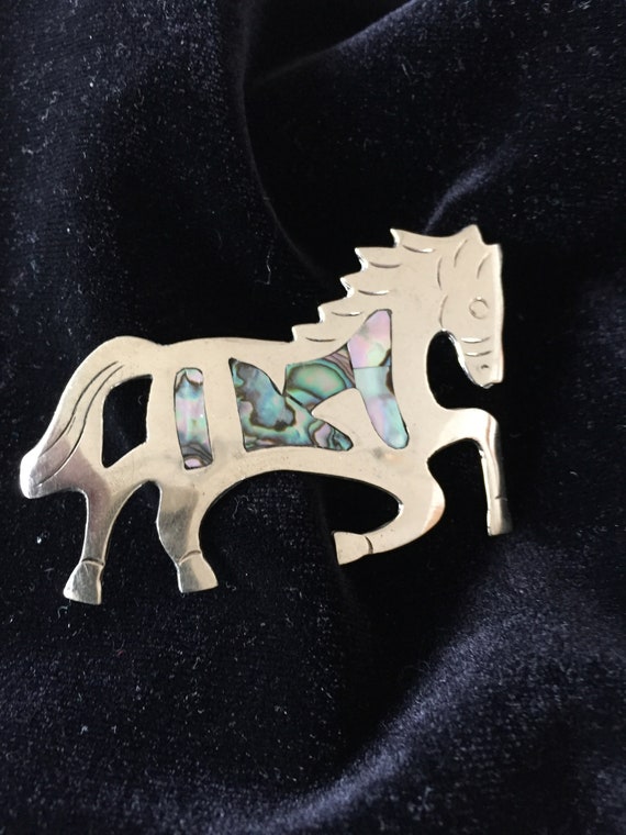 Abalone inlay horse pin