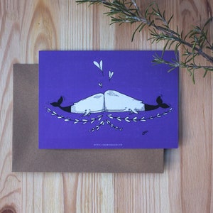 Carte postale illustration baleine tendresse