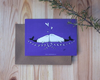 Postcard illustration whale tenderness