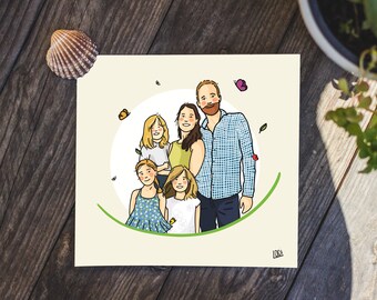 Illustration of portraits of family, friends, couple or others ... Printable!