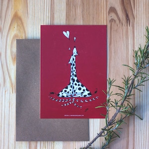 Carte postale illustration girafe tendresse