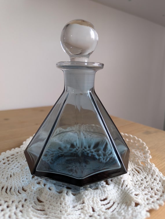 Calleziane、ガラスライン、イタリア製香水瓶、スモーキーブルー