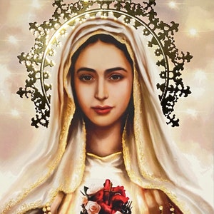 Our Lady of Fatima Gold Foil Prayer Print With Consecration to the ...