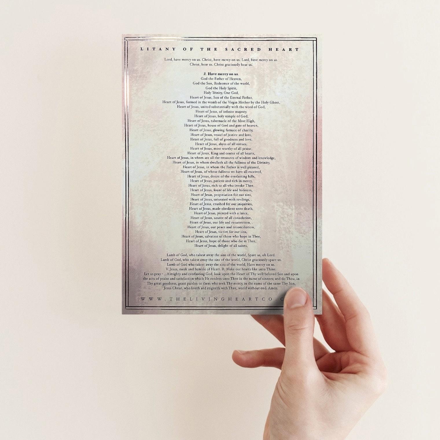 Sacred Heart of Jesus Gold Foil Prayer Print With Litany of the Sacred ...