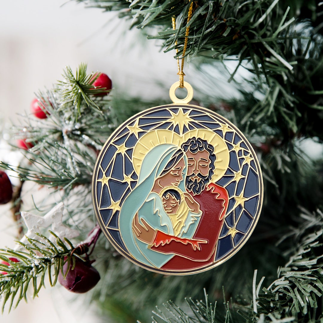 Holy Family Gold Enamel Christmas Tree Ornament, Catholic Ornaments - Etsy