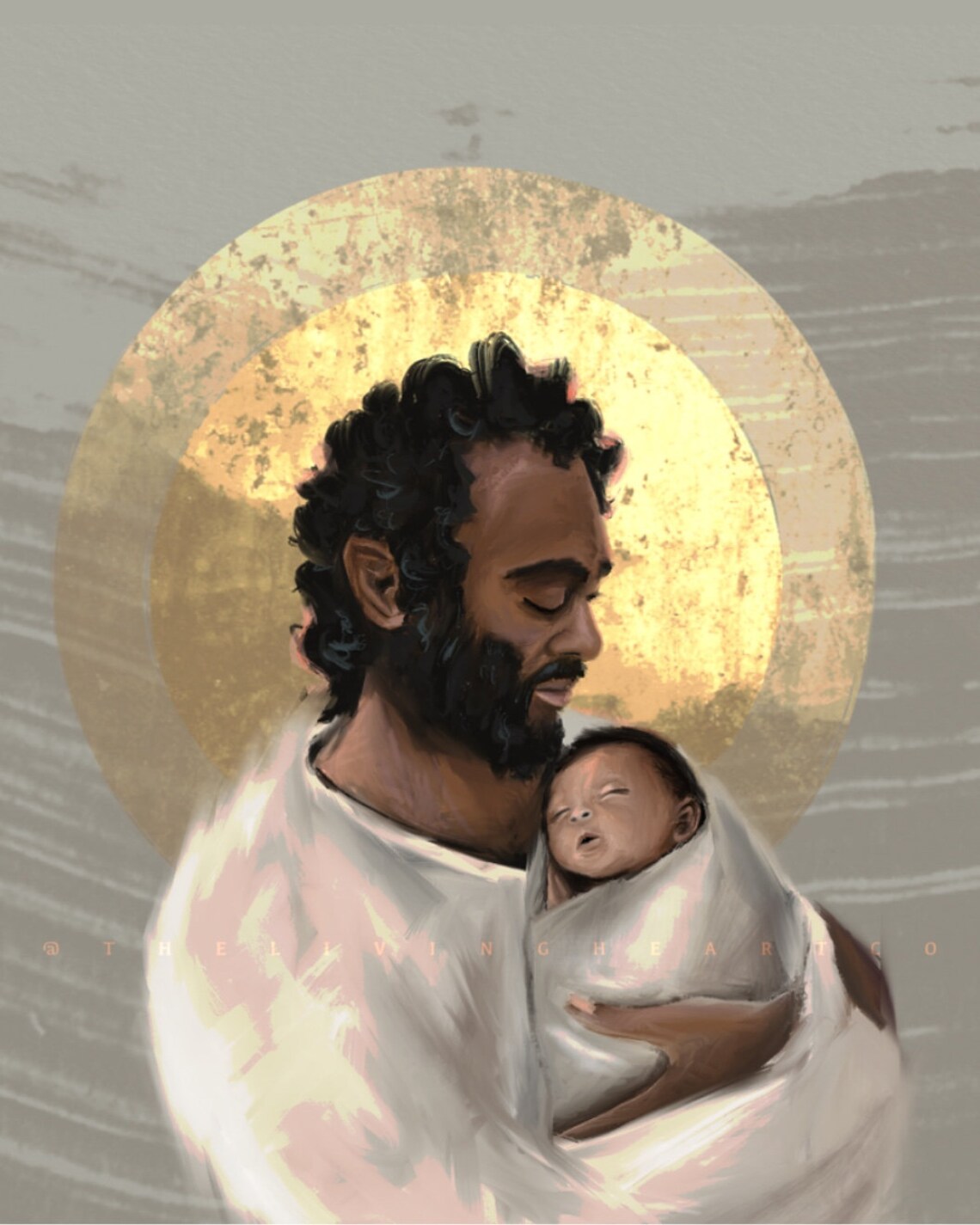 St. Joseph Cradles Baby Jesus Fine Art Reproduction Catholic Etsy