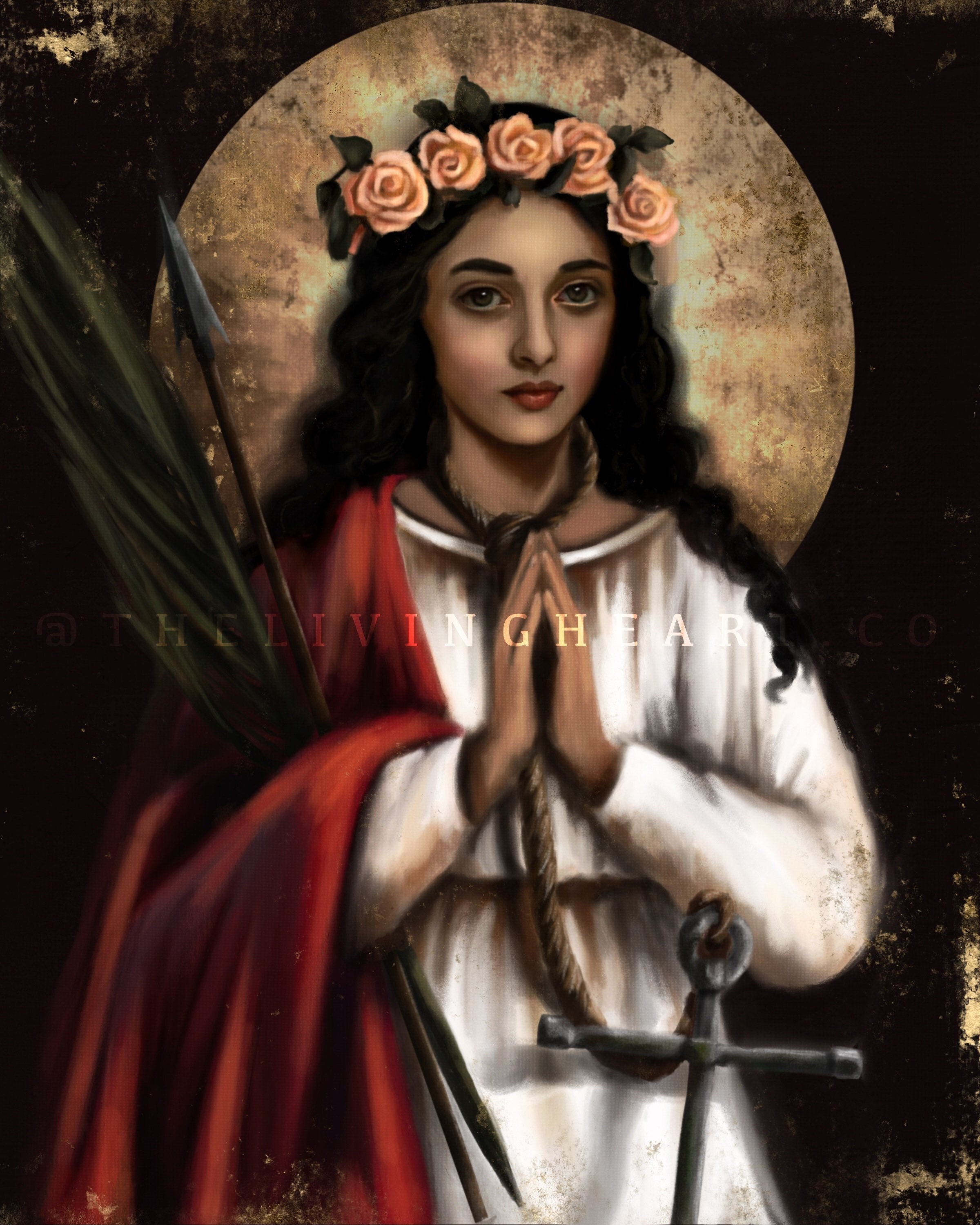 Saint Philomena of Rome catholic saints serie tile mural mosaic