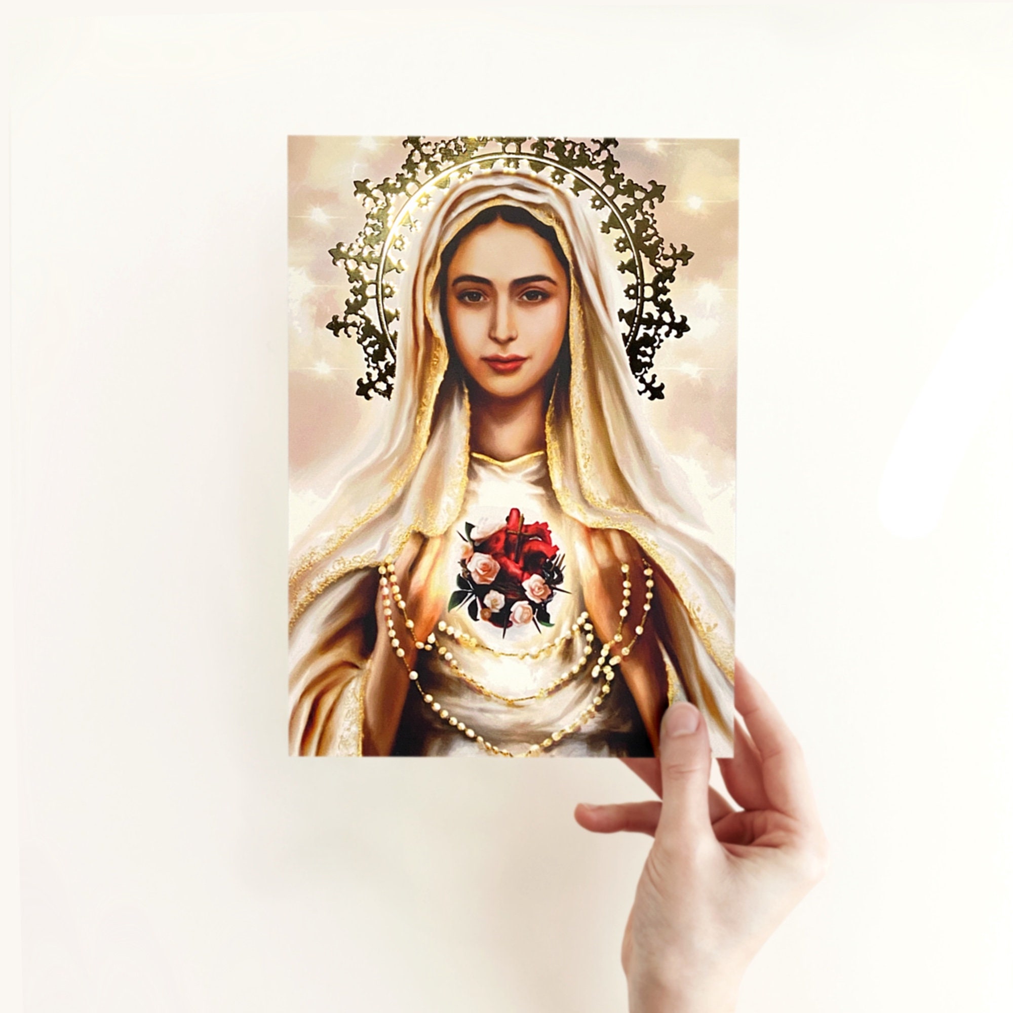 Our Lady of Fatima Gold Foil Prayer Print With Consecration to the ...