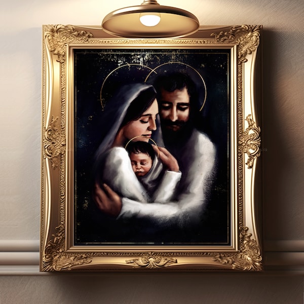 Holy Family Catholic Art Reproduction, Christmas Art