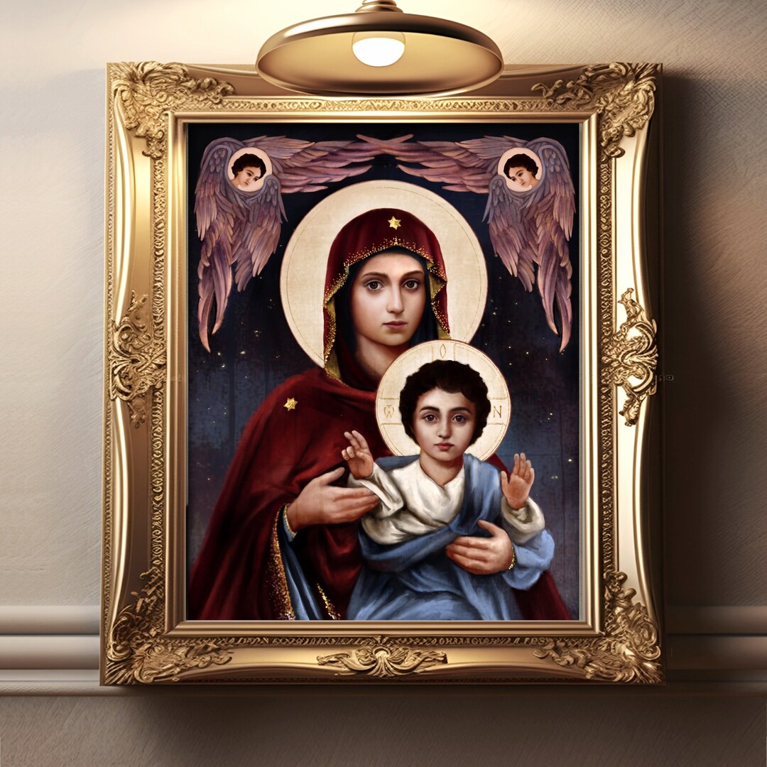God-bearer Icon Theotokos Modern Icon Fine Art Print Catholic Art ...