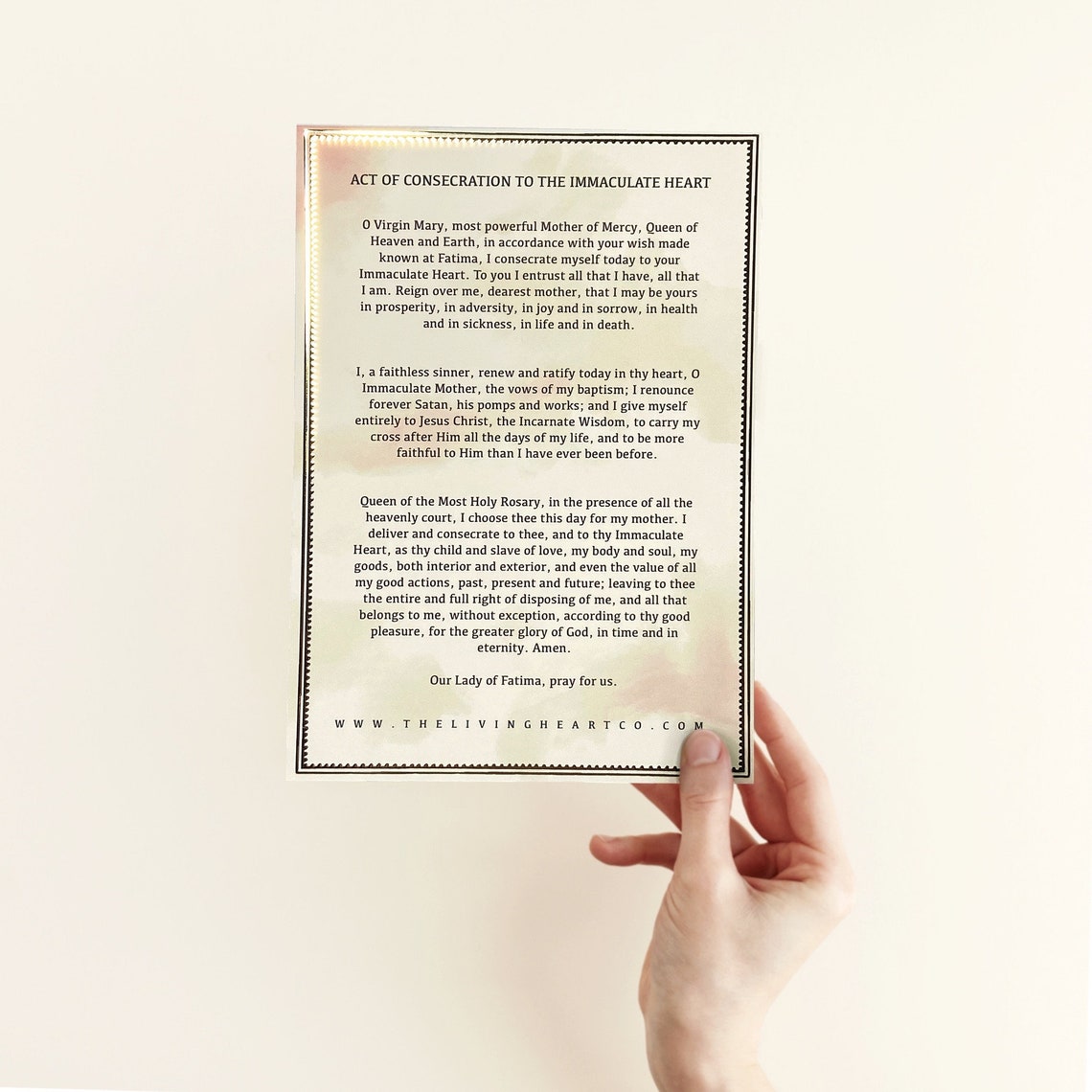Our Lady of Fatima Gold Foil Prayer Print With Consecration to the ...