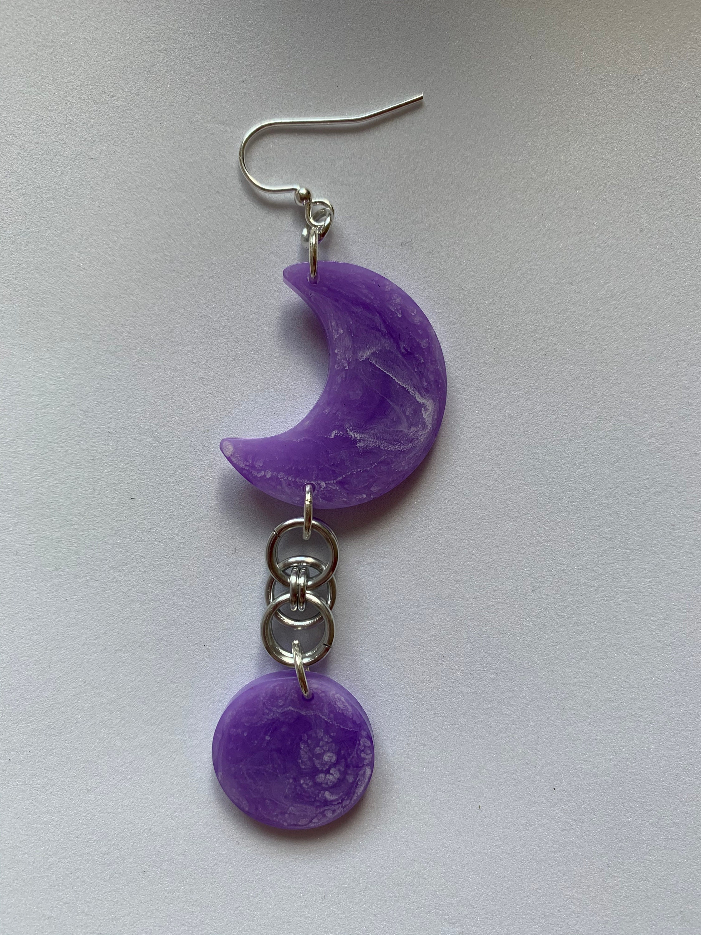 Purple Moon Earrings Purple Moon Purple Earrings Resin Etsy
