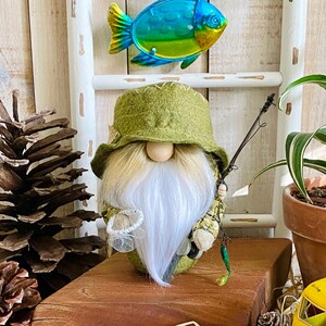 Fisherman Gnome, Gone Fishing, Father’s Day, Outdoorsman, Nature, Woodland, Fish, Rustic Gnome, BEST SELLER