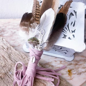 Ceremonial  Feather Fan for Rituals  Sacred Smudging Tool with Natural Feather