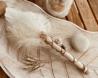 Feather smudging fan • ritual feather • shamanic feather • shamanic ritual tool • white feathers