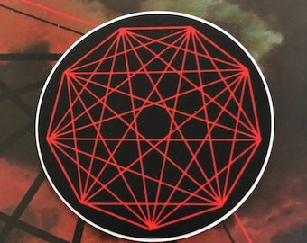 Pegatina redonda de 1,5" del infinito del nonagón King Gizzard
