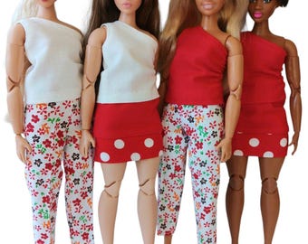 Ropa para muñecas hecha a mano: Conjuntos para combinar y mezclar para muñecas con curvas.