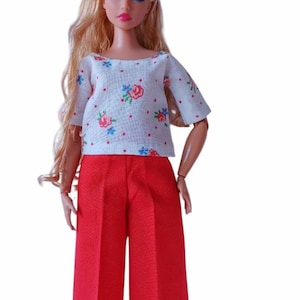 Kleidung für Curvy Puppe 11 Zoll 30 cm Blaue Palazzohose