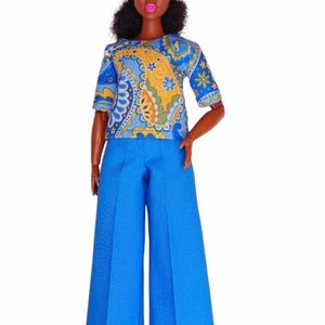 Kleidung für Curvy Doll 11 Zoll 30 cm Blaue Palazzohose, Bluse oder Top
