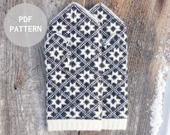 Mitten pattern, Winter star mittens, Latvian traditional mittens knitting pattern, Pattern, Knitting Pattern PDF