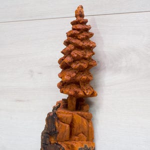 Pine Tree Carved in Cottonwood (8.5&quot; x 3&quot;)