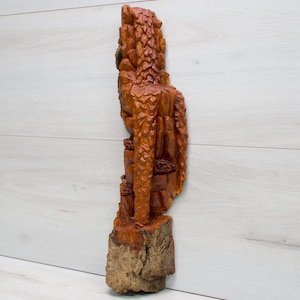 Hand Carved Waterfall In Live Edge Cottonwood Bark | wildlife inspired hand crafted artwork and wall decor