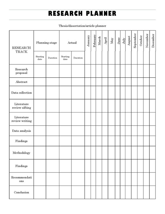 Research Planner Template Research Planner Template