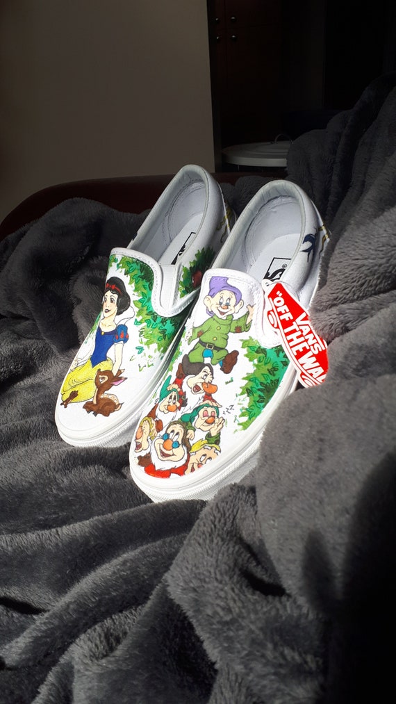 Hand Painted Custom Snow White Vans | Etsy