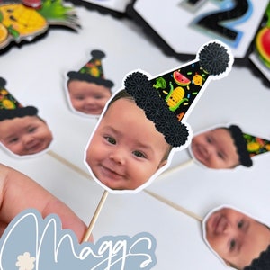 Hey Bear Photo Cupcake Toppers, 1 dozen, Personalized Cupcake Toppers, Hey Bear Sensory Party Supplies
