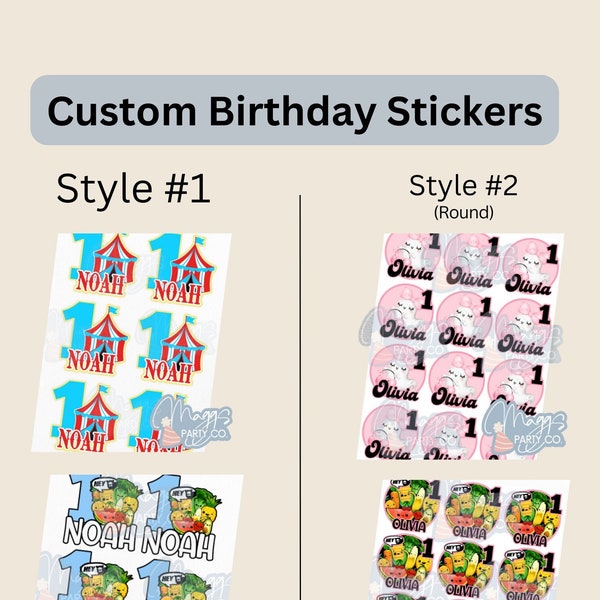 Custom Birthday Stickers, Personalized, Party Favor, Goodie Box, Goodie Bag Stickers