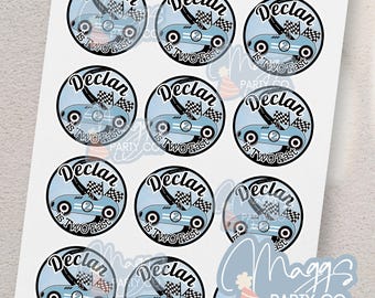 Race Car Birthday Stickers, Party Favor, Goodie Bag Box Stickers, Fast ONE Birthday Party, TWO Fast, First Lap Birthday