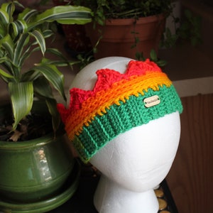 Rainbow crown ear warmer/Pride colors/crochet beanie