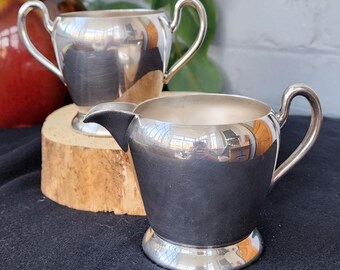 Vintage Silverplate Creamer & Sugar Bowl Set – EPC 116 Electroplated Copper – Mid Century Modern Serveware – Pre-Loved Upcycled