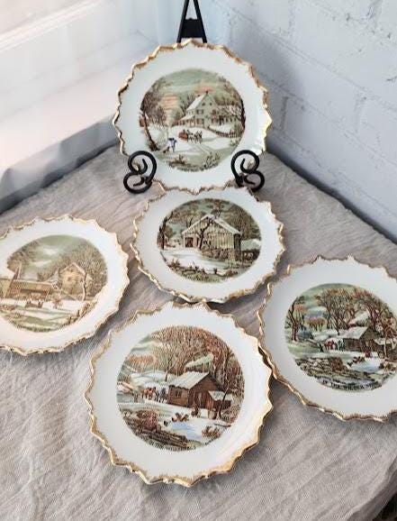 Winter Scene Plates - Etsy