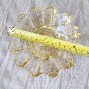 Vintage Amber Glass Candle Holders Set of 2 – Yellow Pressed Glass Taper Holders–Retro Floral Candlesticks–Wedding Table Decor–Cottagecore image 8