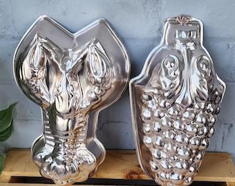 Vintage Copper Jello Molds Sets – Lobster, Grapes, Flower, Oval, Bubble & Bundt – Farmhouse Kitchen Decor – Upcycled Pre-Loved