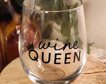 Copa de vino Wine Queen / Copa de vino Bloom Together / Juego de copas de vino sin tallo / Regalo para ella / Copa de vino floral / Copa para noche de chicas / De segunda mano