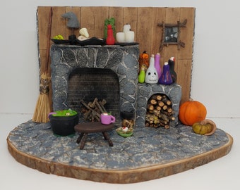 Halloween witch fireplace scale 1:12