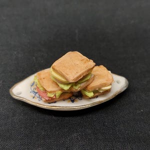 Miniature sandwiches scale 1/12, Miniature Food for Dollhouse  miniature breakfast