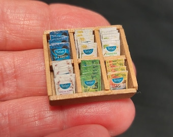 Tea box with tea bags scale 1:12, food for dollhouse