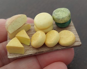 Miniature cheese board scale 1:12, Miniature Food for Dollhouse