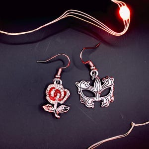 Phantom of the Opera Inspired Mask & Rose Earrings
