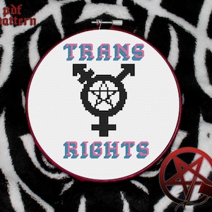 Trans Rights Pentagram Cross Stitch Pattern Goth