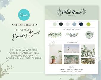 Modèle de tableau de marque Nature : quatre designs de logo, modifiables sur Canva