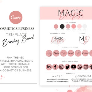 Pink Cosmetics Business Branding - Canva Branding Template