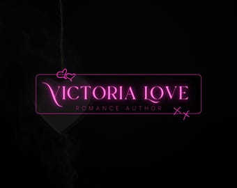Neon Romance Author Logo Template - DIY Pink Design (Canva)