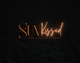 Editable Neon Tan & Nails Studio Logo Template (Digital Download)