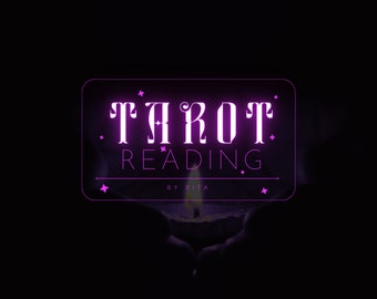 Purple Neon Tarot Reading Logo – Editable Canva Template