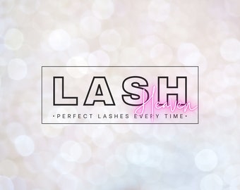 Lash Heaven Logo – Neon Pink Design, Canva Template (Digital Download)