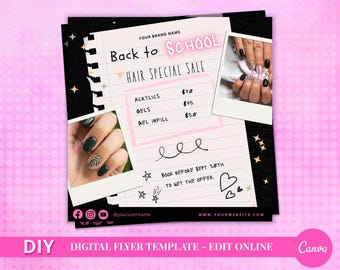 Back To School Nail Salon Flyer Template (Digital Download)